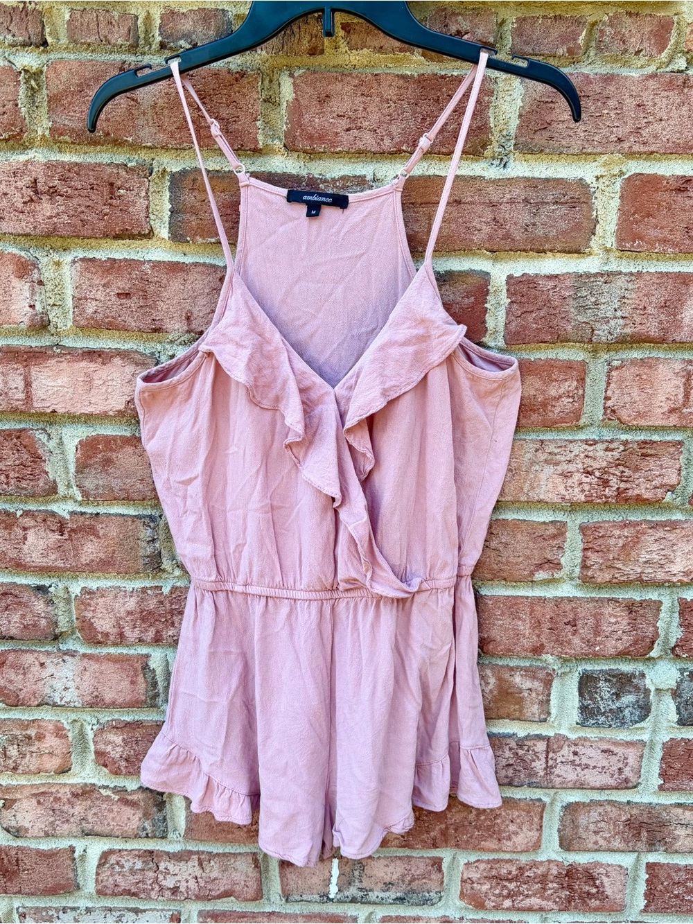 Dusty Rose Ruffle Romper Camisole Top